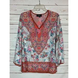 Feathers By Tolani Anthropologie Women's S Small Floral Long Sleeve Tunic Top